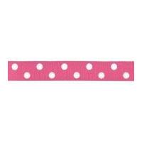 15mm Berisford Polka Dot Print Ribbon 52 Hot Pink