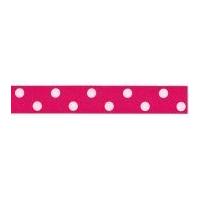 15mm berisford polka dot print ribbon 72 shocking pink