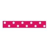 15mm Berisford Polka Dot Print Ribbon 72 Shocking Pink