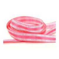 15mm berisford candy check ribbon 72 shocking pink