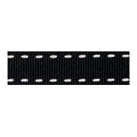 15mm Berisford Stitched Grosgrain Ribbon 5 Black/Ivory