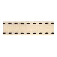 15mm Berisford Stitched Grosgrain Ribbon 6 Ivory/Black