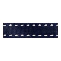 15mm Berisford Stitched Grosgrain Ribbon 7 Navy/White