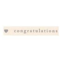 15mm Berisford Congratulations Print Ribbon 1 Natural/Grey