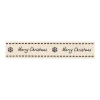 15mm Berisford Merry Christmas Print Ribbon 2 Natural/Charcoal