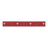 15mm Berisford Hearts & Kisses Print Ribbon 1 Red