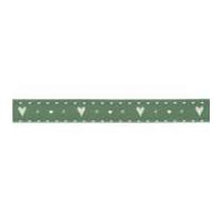 15mm Berisford Hearts & Kisses Print Ribbon 2 Green