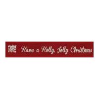 15mm Berisford Holly Jolly Christmas Print Ribbon Red