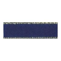 15mm berisford gold metallic edge satin ribbon 13 navy blue