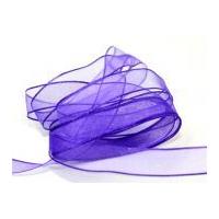 15mm Berisford Wired Sheer Organza Ribbon 19 Purple