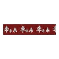 15mm berisford festive forest christmas tree print ribbon red