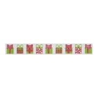 15mm Berisford Presents Christmas Print Ribbon Multicoloured