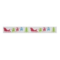 15mm Berisford Sleigh Ride Christmas Print Ribbon Multicoloured