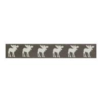 15mm Berisford Christmas Moose Print Ribbon Smoked Grey