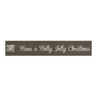 15mm Berisford Holly Jolly Christmas Print Ribbon Smoked Grey