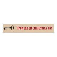 15mm Berisford Open Me on Christmas Day Print Ribbon Natural