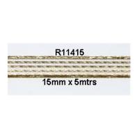 15mm Bowtique Sheer Stripe Ribbon 5m Gold