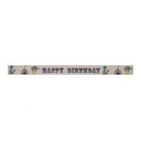15mm Bowtique Happy Birthday Circus Print Natural Ribbon 5m Multicoloured