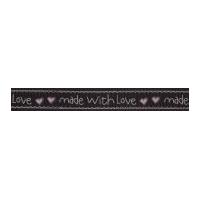 15mm Bowtique Made With Love Grosgrain Ribbon Black