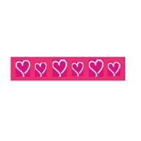 15mm Celebrate Curly Hearts Ribbon White/Hot Pink