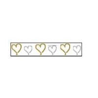 15mm Celebrate Curly Hearts Ribbon Gold & Silver/White