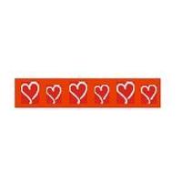 15mm Celebrate Curly Hearts Ribbon White/Red