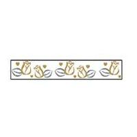 15mm Celebrate Roses Print Ribbon Gold & Silver/White