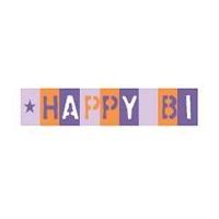 15mm Celebrate Birthday Squares Ribbon Lilac, Orange & Purple