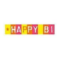 15mm Celebrate Birthday Squares Ribbon Yellow, Orange & Pink