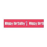 15mm Celebrate Happy Birthday & Candle Ribbon White/Hot Pink