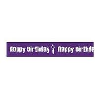 15mm Celebrate Happy Birthday & Candle Ribbon White/Purple
