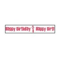 15mm Celebrate Happy Birthday & Candle Ribbon Hot Pink/White
