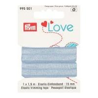 15mm Prym Love Fold Over Elastic Trimming Tape 1.5m Light Blue