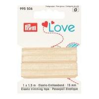 15mm Prym Love Fold Over Elastic Trimming Tape 1.5m Beige