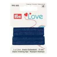 15mm Prym Love Fold Over Elastic Trimming Tape 1.5m Blue