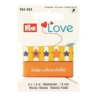 15mm Prym Love Woven Star Ribbon 3m Yellow