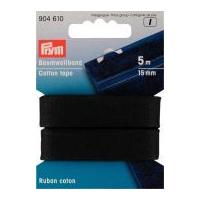 15mm prym plain cotton tape 5m black