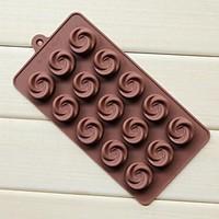 15 Hole Vortex Rose Shape Cake Ice Jelly Chocolate Molds, Silicone 21.7×10.8×1.7 CM(8.5×4.3×0.7 ICNH)