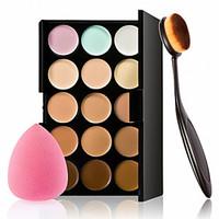 15 Colors Contour Face Cream Makeup Concealer Palette Sponge Puff Powder Brush for Concealer Foundation Blusher