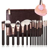15 pcs brushes and 1pcs cleaner rose golden complete makeup brush set  ...