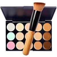 15 Concealer/Contour Wet Matte Shimmer Cream 1 Makeup Brush Moisture Sun Protection Coverage Whitening Long Lasting Waterproof Natural Thick