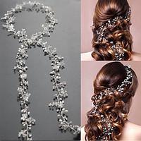 150CM Length Handmade Bridal Crystal Rhinestone Hair Piece Women White Simulated-pearl DIY Jewelry Wedding Tiaras Crown Accessories