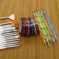 15pcs nail art tools brushes5pcs nail art dotting pen30 color nail striping tape set nail gel polish beauty stickers
