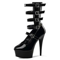 15CM Sexy nightclub front air type buckle Heels / Platform / Fashion Boots / Round Toe Patent Leather Party Evening