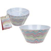 15cm Small Melamine Bowl - Set Of 4 - Coloured Waves Design.
