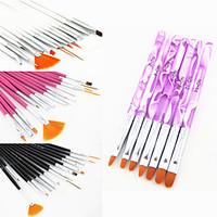 15PCS Acrylic Nail Art Design Painting Drawing Pen Brush(3 Color Choose)with 7PCS UV Gel Brush Set Nylon Hair
