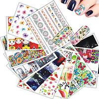 15pcs/set Fashion Mixed Nail Art DIY Water Transfer Decals Lovely Doll Cat Fruit Butterfly Flower Design Decoration For Polish Gel STZ455-469