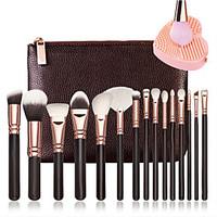 15 Pcs Brushes And 1Pcs Cleaner Rose Golden Complete Makeup Brush Set Professional Luxury Set Make Up Tools Kit Powder Blending Brushes