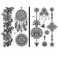 15pcs fashion waterproof tattoo women black henna jewel sexy lace flow ...