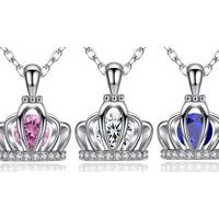 15ct simulated sapphire crown pendant 3 colours